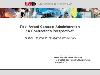 Post Award Contract Administration “A Contractor’s Perspective”