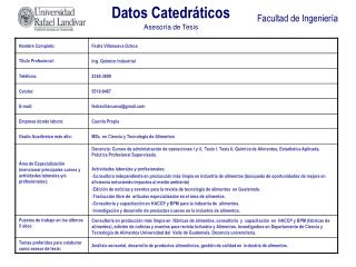 Datos Catedráticos Asesoría de Tesis