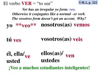 El verbo VER = “to see”