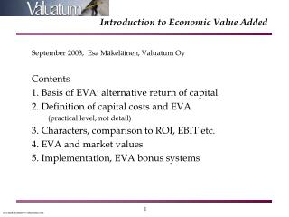 Introduction to Economic Value Added