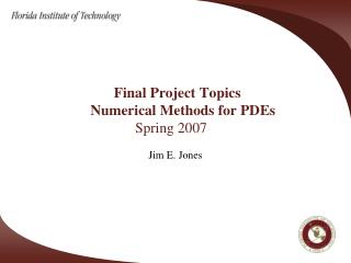 Final Project Topics 	 Numerical Methods for PDEs 			Spring 2007