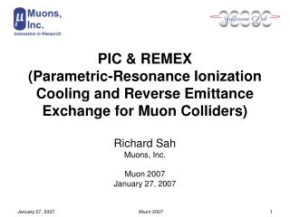 Richard Sah Muons, Inc. Muon 2007 January 27, 2007