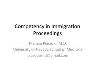 Competency in Immigration Proceedings