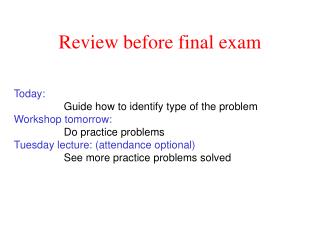 Review before final exam