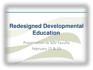 Redesigned Developmental Education