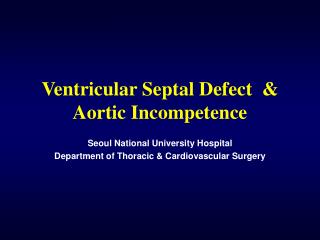 Ventricular Septal Defect &amp; Aortic Incompetence