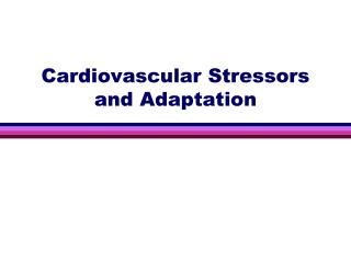 Cardiovascular Stressors and Adaptation