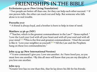 FRIENDSHIPS IN THE BIBLE
