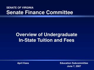SENATE OF VIRGINIA Senate Finance Committee