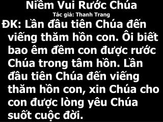 Niềm Vui Rước Chúa Tác giả: Thanh Trang