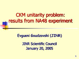 CKM unitarity problem: results from NA48 experiment