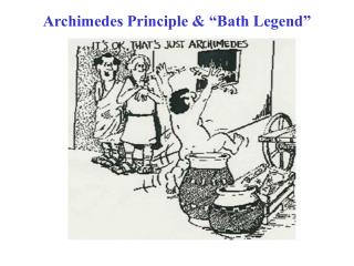 Archimedes Principle &amp; “Bath Legend”