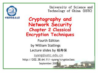 Cryptography and Network Security Chapter 2 Classical Encryption Techniques