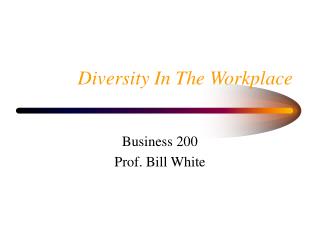 Diversity In The Workplace