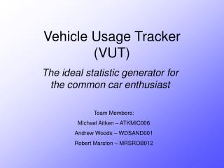 Vehicle Usage Tracker (VUT)
