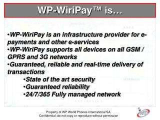 WP-WiriPay is an infrastructure provider for e-payments and other e-services