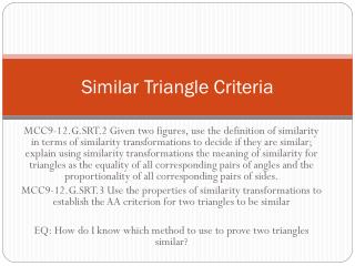 Similar Triangle Criteria