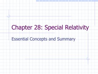 Chapter 28: Special Relativity