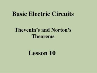 Basic Electric Circuits