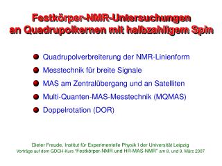 Festkörper-NMR-Untersuchungen an Quadrupolkernen mit halbzahligem Spin