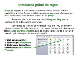 Instalarea plăcii de reţea