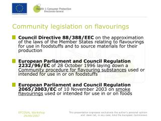 Community legislation on flavourings