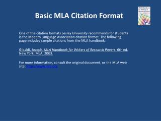 Basic MLA Citation Format