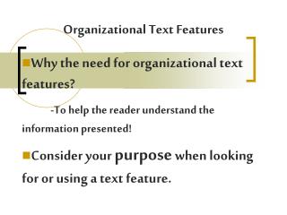 Organizational Text Features