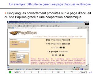 Un exemple: difficulté de gérer une page d'accueil multilingue