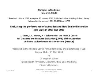 Presented at the Flinders Centre for Epidemiology and Biostatistics (FCEB)