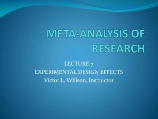 META-ANALYSIS OF RESEARCH