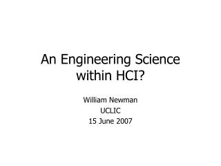 An Engineering Science within HCI?