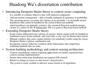 Huadong Wu ’ s dissertation contribution