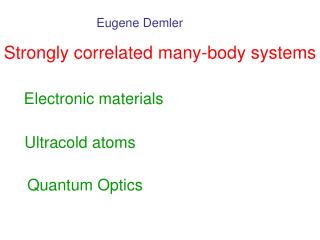 Strongly correlated many-body systems