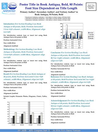 Poster Title in Book Antiqua, Bold, 80 Points: Font Size Dependent on Title Length