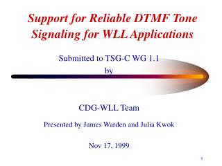 Support for Reliable DTMF Tone Signaling for WLL Applications