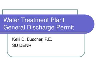 Water Treatment Plant General Discharge Permit