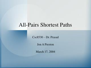 All-Pairs Shortest Paths