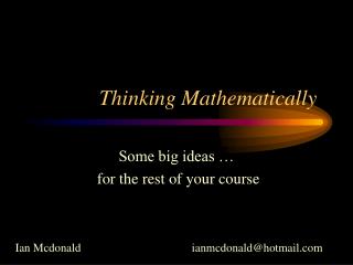 Thinking Mathematically