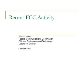 Recent FCC Activity
