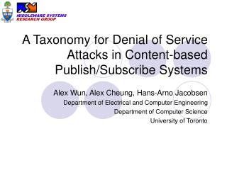 A Taxonomy for Denial of Service Attacks in Content-based Publish/Subscribe Systems