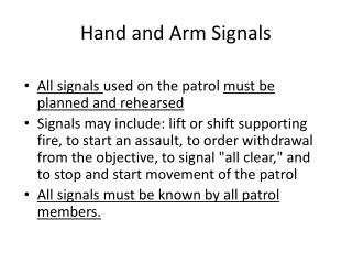 Hand and Arm Signals