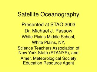 Satellite Oceanography
