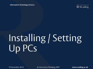 Installing / Setting Up PCs