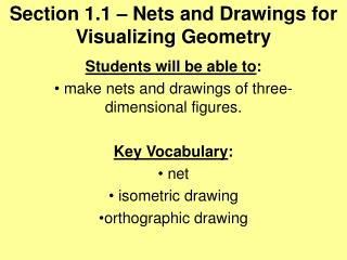 Section 1.1 – Nets and Drawings for Visualizing Geometry