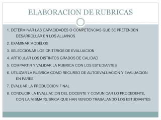 ELABORACION DE RUBRICAS