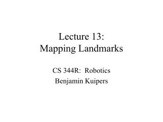 Lecture 13: Mapping Landmarks