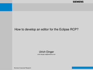 How to develop an editor for the Eclipse RCP?