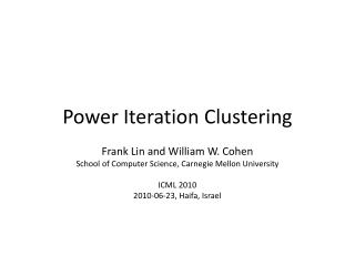 Power Iteration Clustering