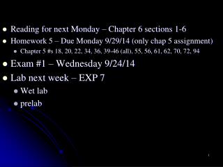 Reading for next Monday – Chapter 6 sections 1-6